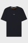 BOSS Stretch-cotton T-shirt with contrast logo Dark Blue