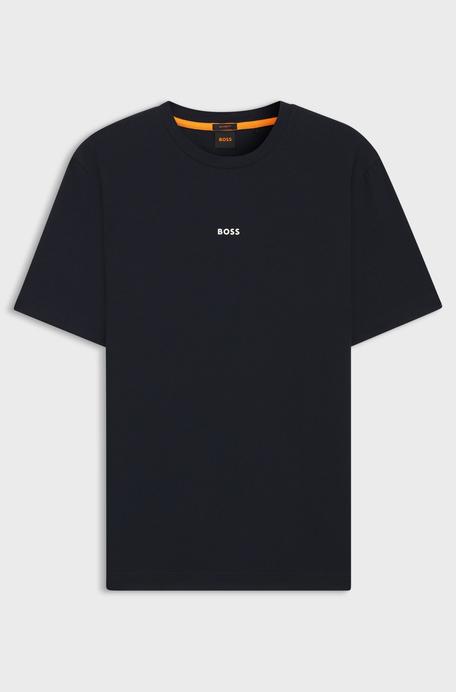 BOSS Stretch-cotton T-shirt with contrast logo Dark Blue